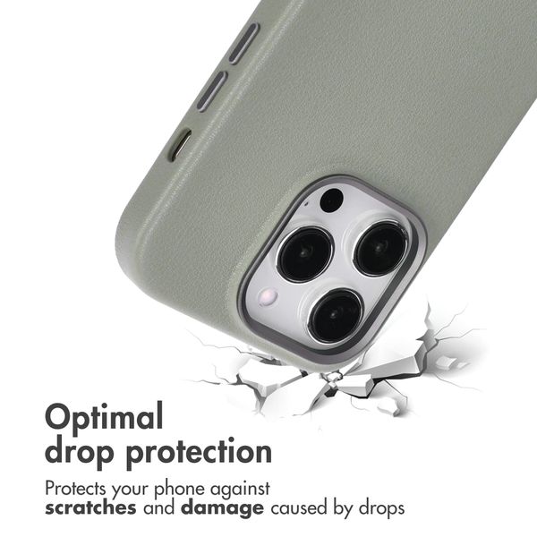 Accezz Leather Back Cover with MagSafe Apple iPhone 14 Pro - Light Grey