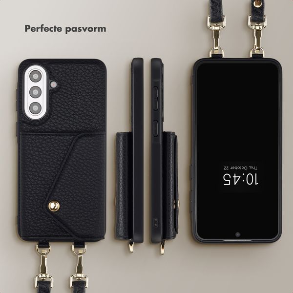 Selencia Sera Telefoonhoes met Koord en Envelop Pashouder Samsung Galaxy A57 (5G) - Zwart