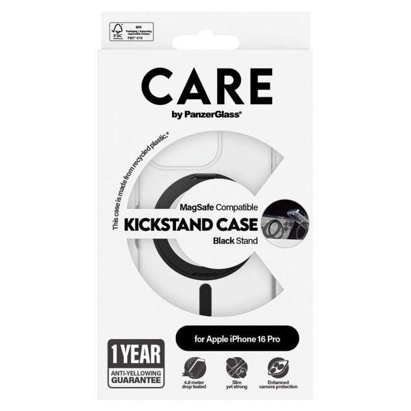 CARE by PanzerGlass Kickstand Case MagSafe Apple iPhone 16 Pro - Zwart