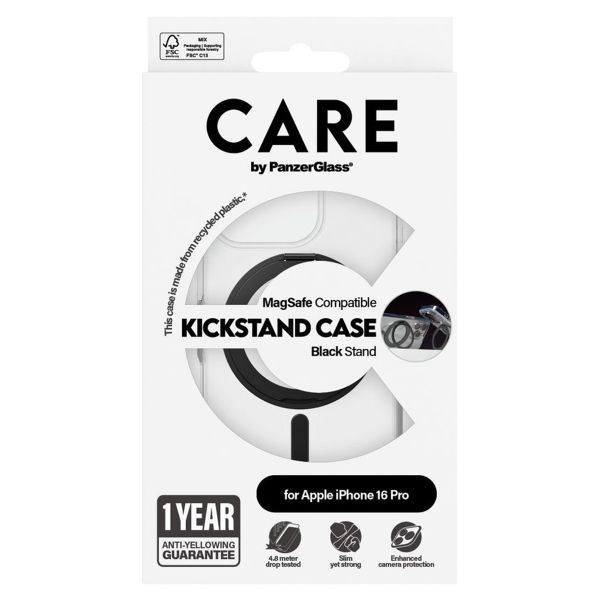 CARE by PanzerGlass Kickstand Case MagSafe iPhone 16 Pro - Zwart