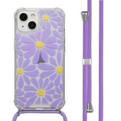 imoshion Design hoesje met koord Apple iPhone 13 - Tropical Violet Flowers Connect