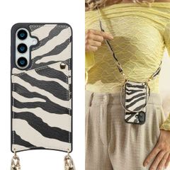Selencia Nova Telefoonhoes met Koord en Pashouder Samsung Galaxy S24 / S25 - Zazzy Zebra