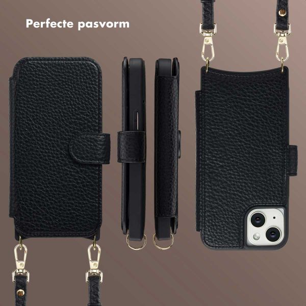 Selencia Riva Bookcase met MagSafe en Koord Apple iPhone 14 / 13 - Zwart