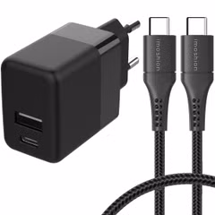 imoshion Oplader met USB-C naar USB-C kabel - Gevlochten textiel - 20 Watt - 2 meter - Zwart