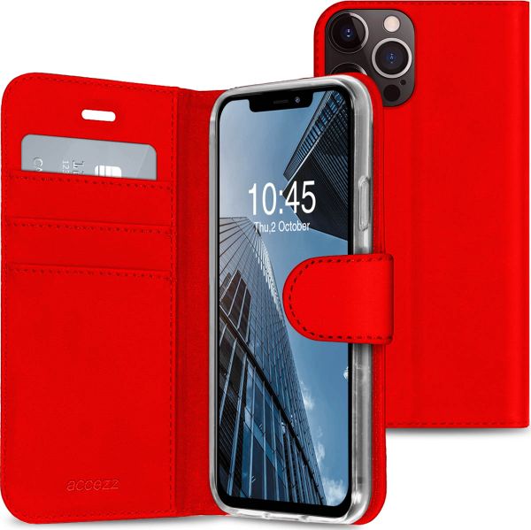 Accezz Wallet Softcase Bookcase iPhone 13 Pro - Rood