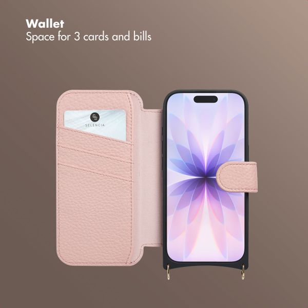 Selencia Riva Bookcase with MagSafe and phone strap Apple iPhone 17 - Old Pink