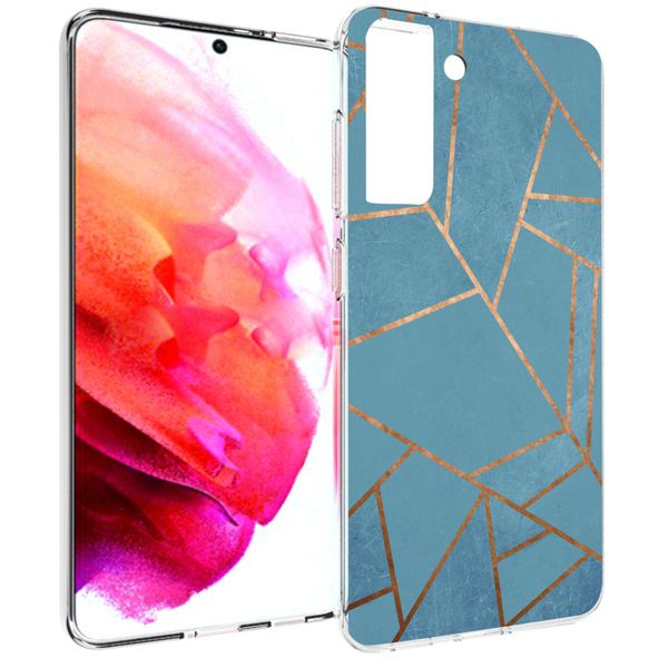 imoshion Design hoesje Samsung Galaxy S21 FE - Grafisch Koper / Blauw