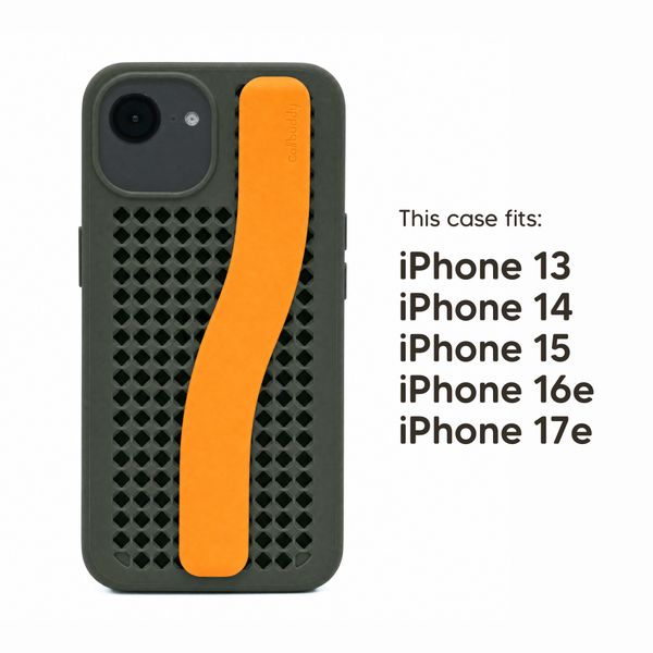 Callbuddy Hoesje met Strap Apple iPhone 17e / 16e / 15 / 14 / 13 - Camo Orange
