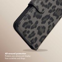 Selencia Sabi Bookcase with Leopard Print Apple iPhone 16 - Midnight Black