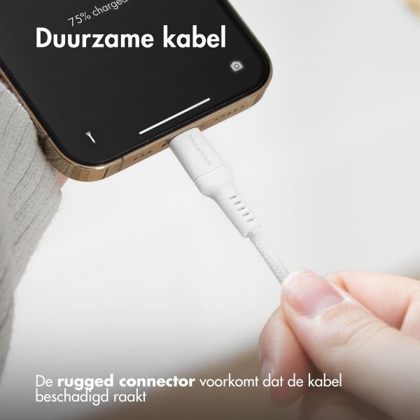 imoshion Lightning naar USB-C kabel - Non-MFi - Gevlochten textiel - 1 meter - Wit