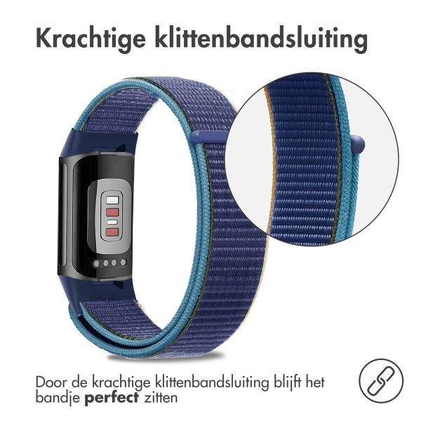 imoshion Nylon bandje Fitbit Charge 5 - Maat S - Donkerblauw