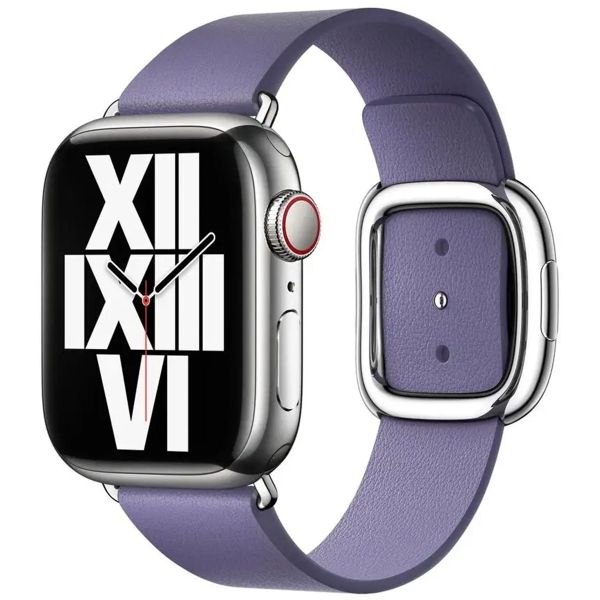 Apple Leather Band Modern Buckle Apple Watch Series 1 t/m 9 / SE (38/40/41 mm) | Series 10 (42 mm) - Maat S - Wisteria