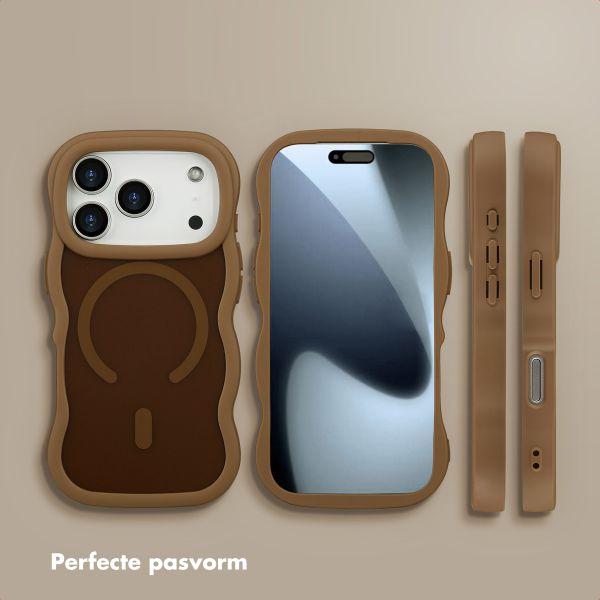 Selencia Wavy Backcover met MagSafe Apple iPhone 17 Pro - Mocha Brown