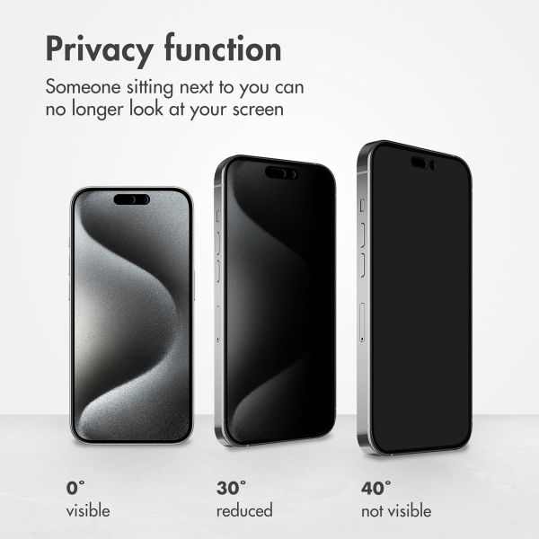 Accezz Tempered Glass Privacy Screen protector Apple iPhone 15 Pro Max