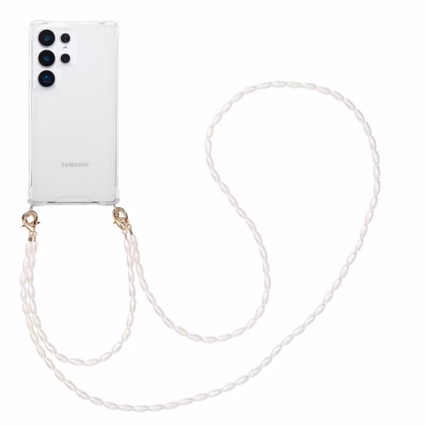 imoshion Backcover met koord + armband - Parels Samsung Galaxy S25 Ultra - Transparant