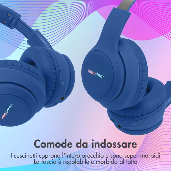 imoshion Draadloze Kinderkoptelefoon LED Light - Decibelbegrenzer - Met AUX kabel - Cobalt Blue