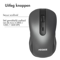 Accezz Draadloze muis - Bluetooth / USB-A adapter - Grijs