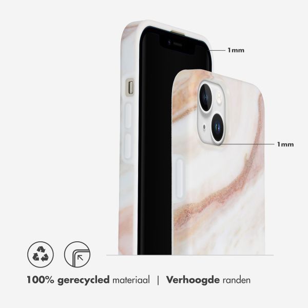 Selencia Aurora Fashion Backcover iPhone 15 Plus - Duurzaam hoesje - 100% gerecycled - Wit Marmer