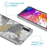 imoshion Design hoesje met koord Samsung Galaxy A70 - Bladeren - Zwart / Goud