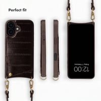 Selencia Nova Real Leather Back Cover with Card Holder Apple iPhone 16 - Dark Chocolate