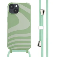 imoshion Siliconen design hoesje met koord iPhone 14 - Retro Green