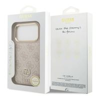 Guess Classic Strass Logo Leather Backcover met MagSafe Apple iPhone 17 Pro - Roze