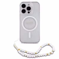 Guess MagSafe IML Glitter Case met beads strap Apple iPhone 16 Pro Max - Transparent