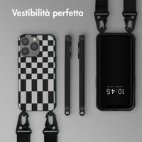 Selencia Siliconen design hoesje met afneembaar koord Apple iPhone 13 Pro - Irregular Check Black