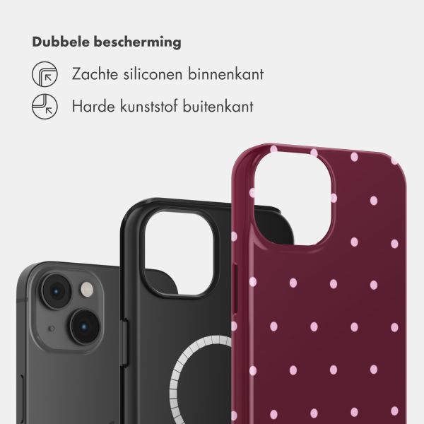 Selencia Vivid Backcover met MagSafe Apple iPhone 14 - Happy Dots Burgundy