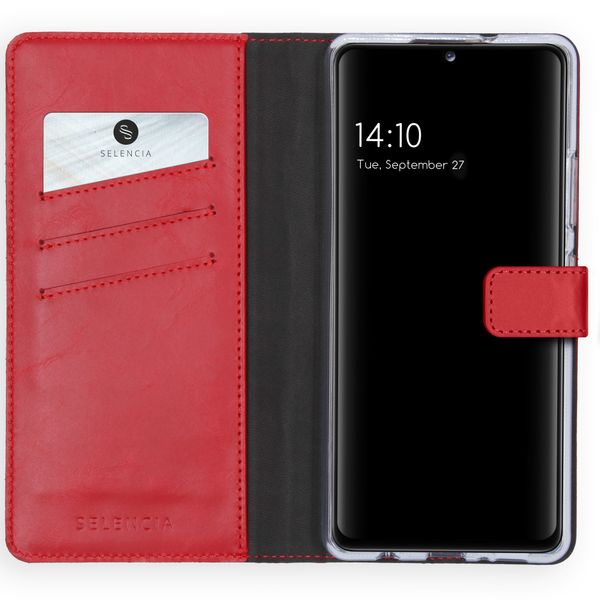 Selencia Echt Leren Bookcase Samsung Galaxy A42 - Rood