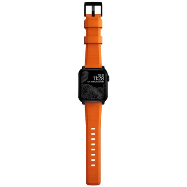 Nomad Rugged band FKM Apple Watch Series 1 t/m 10 / SE / Ultra (2) (44/45/46/49 mm) - Zwart/Oranje