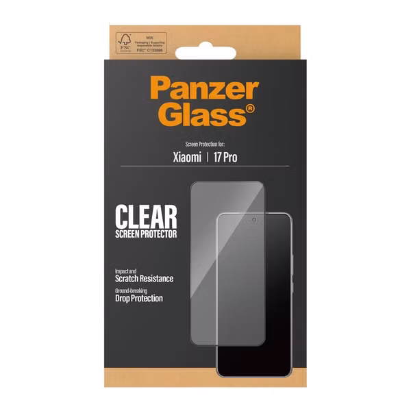 PanzerGlass Ultra-Wide Fit Anti-Bacterial Screenprotector incl. applicator Xiaomi 17 Pro