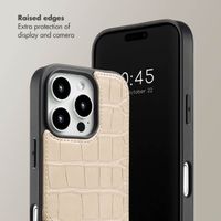 Selencia Nova Croco Phone Case with Cord and Card Holder Apple iPhone 16 Pro - Beige