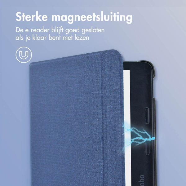 imoshion Canvas Sleepcover Bookcase met stand Kobo Libra 2 / Tolino Vision 6 - Donkerblauw