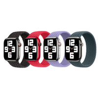 Apple 4 Pack Gevlochten solobandje voor de Apple Watch | 38/40/41/42 mm - Maat 2 - Black Unity/ (PRODUCT)RED/ Lavender/ Lake Green
