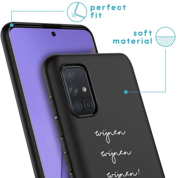 imoshion Design hoesje Galaxy A71 - Wijnen Wijnen Wijnen - Zwart