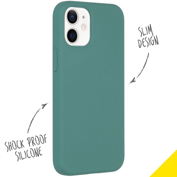 Accezz Liquid Silicone Backcover iPhone 12 Mini - Donkergroen