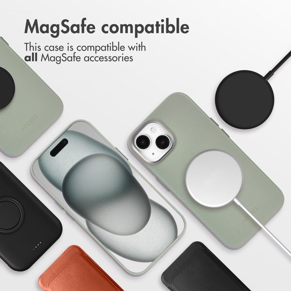 Accezz Leather Back Cover with MagSafe Apple iPhone 15 - Light Grey