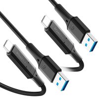 Spigen PowerArc gevlochten USB kabel - USB-A naar USB-C - 1 meter - Zwart - Duopack