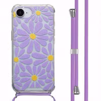 imoshion Design hoesje met koord Apple iPhone 16e - Tropical Violet Flowers Connect
