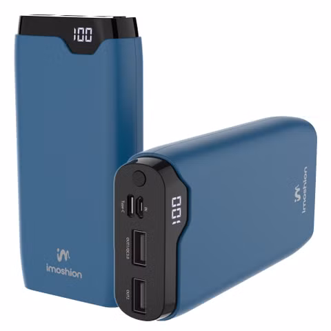 imoshion Powerbank 20.000 mAh - 22,5W Snellader - USB-C / USB-A - Blauw