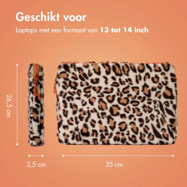 imoshion Fluffy Laptop hoes 13-14 inch - Laptopsleeve - Leopard Orange