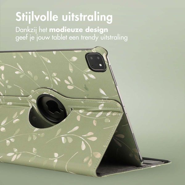 imoshion 360° Draaibare Design Bookcase Apple iPad Pro 13 (2025) M5 / (2024) M4 - Green Flowers