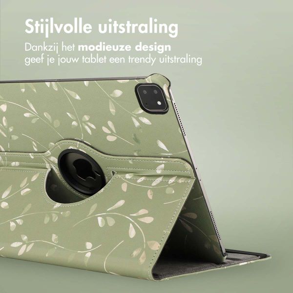 imoshion 360° Draaibare Design Bookcase iPad Pro 13 (2024) M4 - Green Flowers