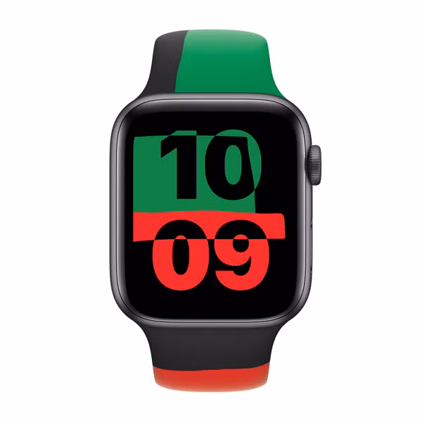 Apple Sport Band Apple Watch Series 1 - 9 / SE (38/40/41 mm) | Series 10 / 11 (42 mm) - Maat M/L - Black Unity