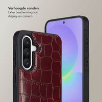 Selencia Nova Croco Telefoonhoes met Koord en Pashouder Samsung Galaxy A36 - Burgundy
