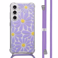imoshion Design hoesje met koord Samsung Galaxy S24 FE - Tropical Violet Flowers Connect