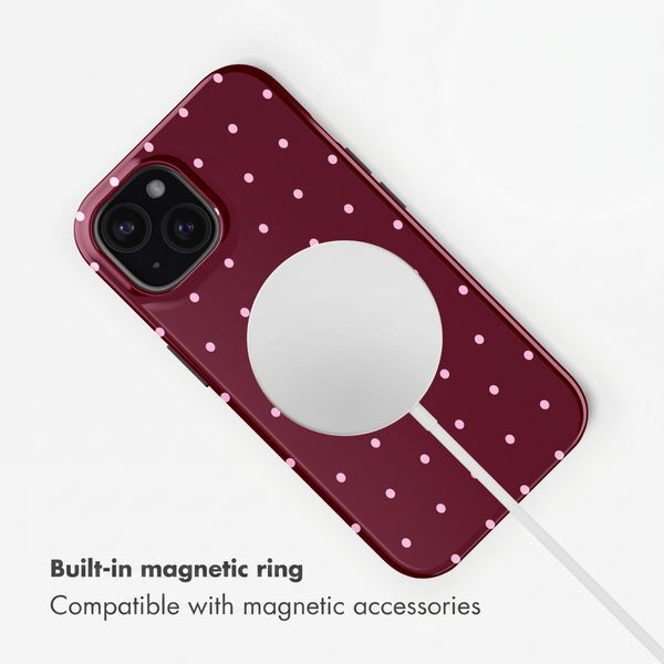 Selencia Vivid Back Cover with MagSafe Apple iPhone 15 - Happy Dots Burgundy