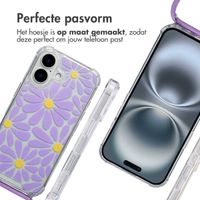 imoshion Design hoesje met koord Apple iPhone 16 - Tropical Violet Flowers Connect