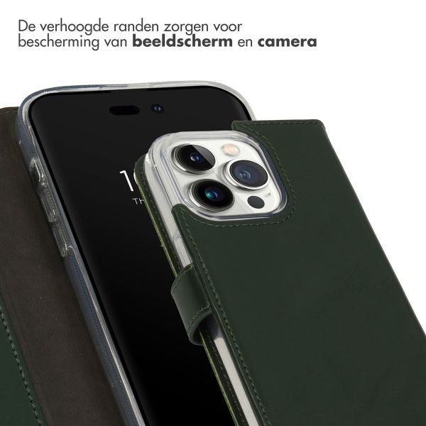 Selencia Echt Leren Bookcase Apple iPhone 14 Pro - Groen